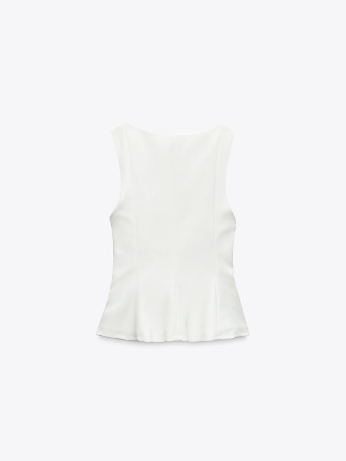 Top peplum fără mâneci cu guler pătrat, slim-fit