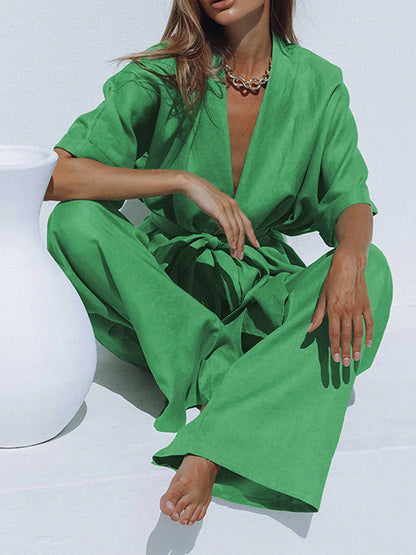 Set de pantaloni cu design oversized, legat în talie