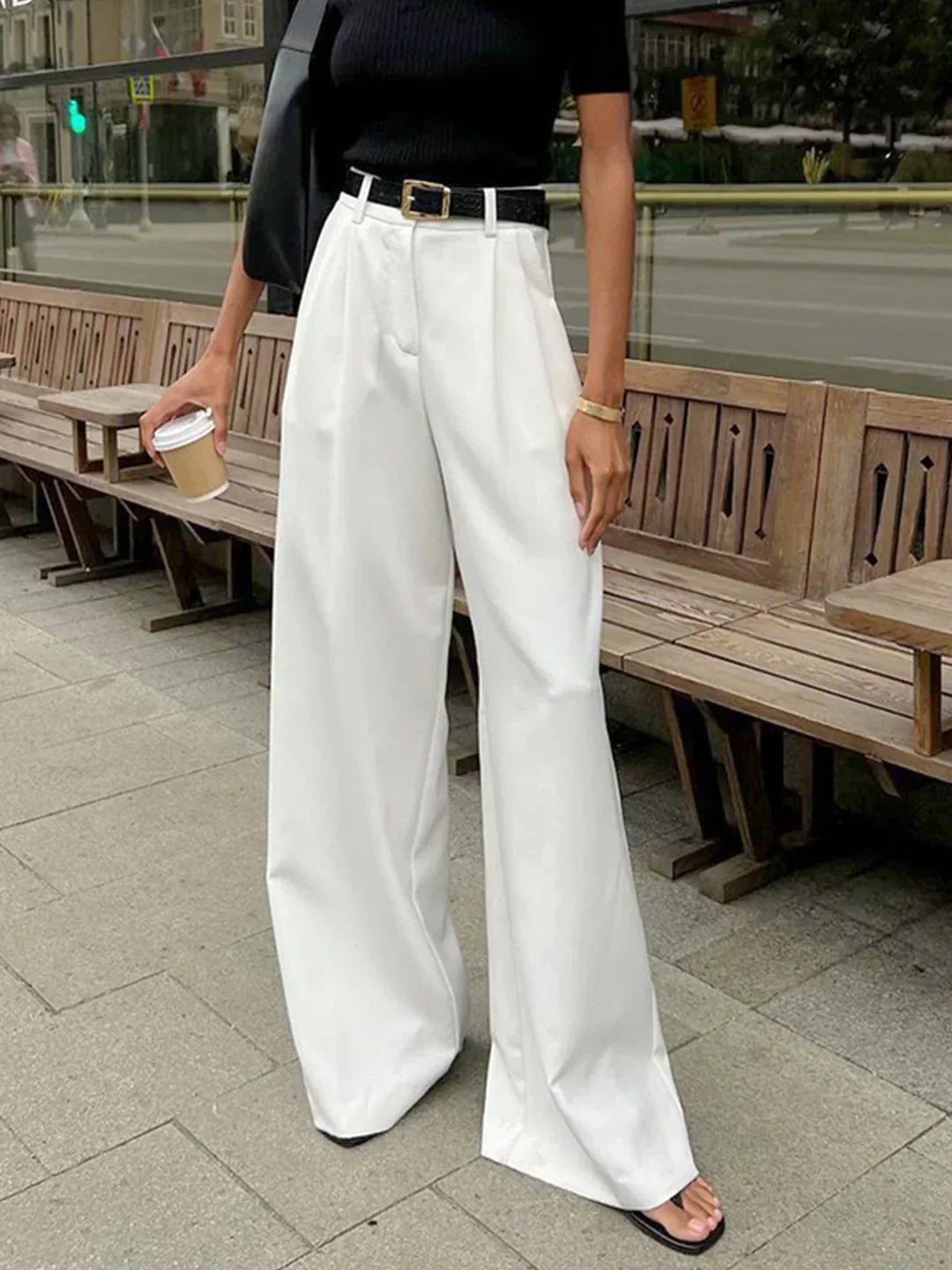 Pantaloni Casual cu Talie Înaltă