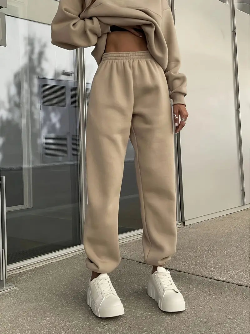 Set Casual Asortat cu Glugă și Culoare Solidă